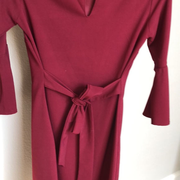 Lulus Center of Attention Maroon Bell Sleeve Dress - Picture 4 of 7